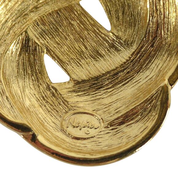 Vintage Napier Signed Goldtone Pink Enamel 2.25" Pendant & 2" Green Brooch Pin - Picture 3 of 5